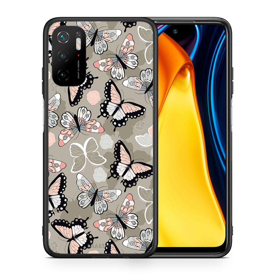 Θήκη Xiaomi Redmi Note 10 5G/Poco M3 Pro Butterflies Boho από τη Smartfits με σχέδιο στο πίσω μέρος και μαύρο περίβλημα | Xiaomi Redmi Note 10 5G/Poco M3 Pro Butterflies Boho case with colorful back and black bezels