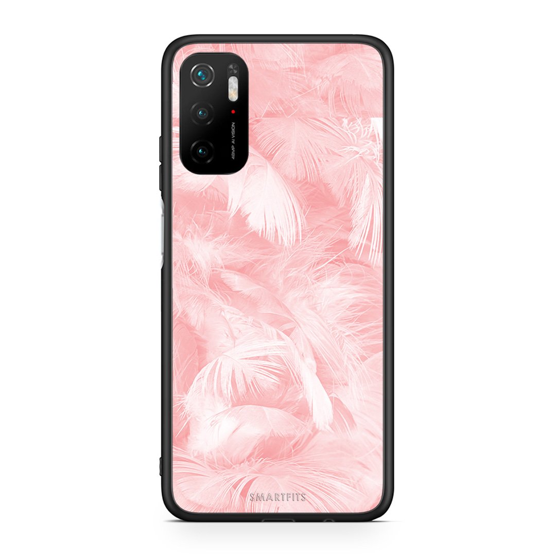 33 - Xiaomi Redmi Note 10 5G/Poco M3 Pro Pink Feather Boho case, cover, bumper