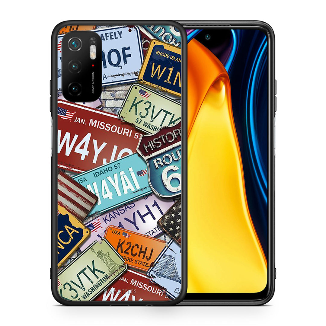 Θήκη Xiaomi Redmi Note 10 5G/Poco M3 Pro Car Plates από τη Smartfits με σχέδιο στο πίσω μέρος και μαύρο περίβλημα | Xiaomi Redmi Note 10 5G/Poco M3 Pro Car Plates case with colorful back and black bezels