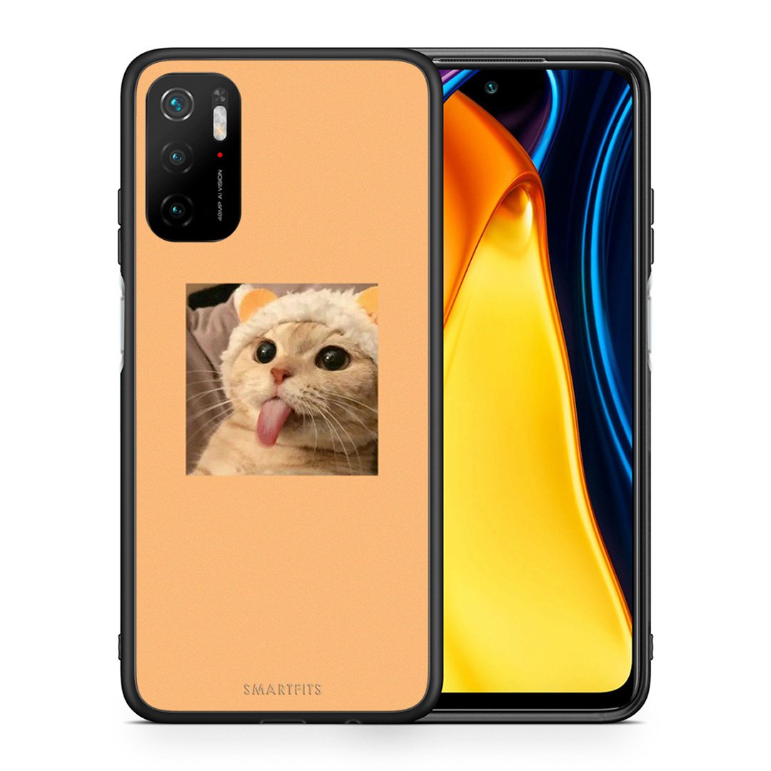 Θήκη Xiaomi Redmi Note 10 5G/Poco M3 Pro Cat Tongue από τη Smartfits με σχέδιο στο πίσω μέρος και μαύρο περίβλημα | Xiaomi Redmi Note 10 5G/Poco M3 Pro Cat Tongue case with colorful back and black bezels