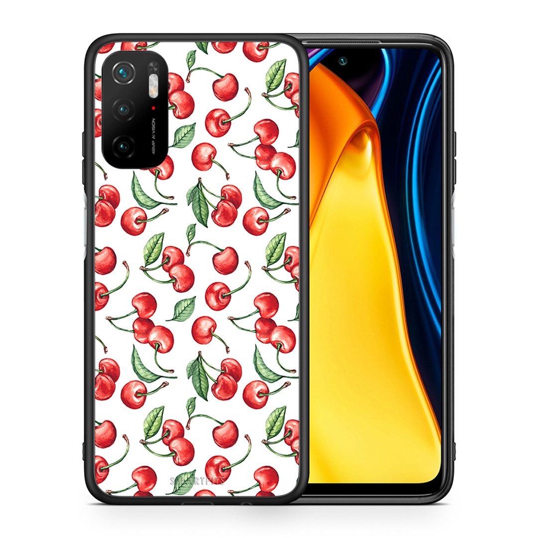 Θήκη Xiaomi Redmi Note 10 5G/Poco M3 Pro Cherry Summer από τη Smartfits με σχέδιο στο πίσω μέρος και μαύρο περίβλημα | Xiaomi Redmi Note 10 5G/Poco M3 Pro Cherry Summer case with colorful back and black bezels