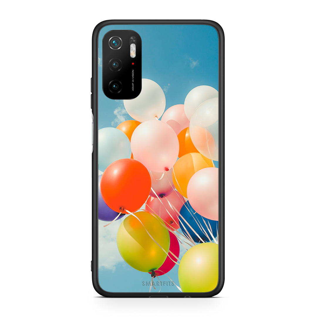 Xiaomi Redmi Note 10 5G/Poco M3 Pro Colorful Balloons θήκη από τη Smartfits με σχέδιο στο πίσω μέρος και μαύρο περίβλημα | Smartphone case with colorful back and black bezels by Smartfits
