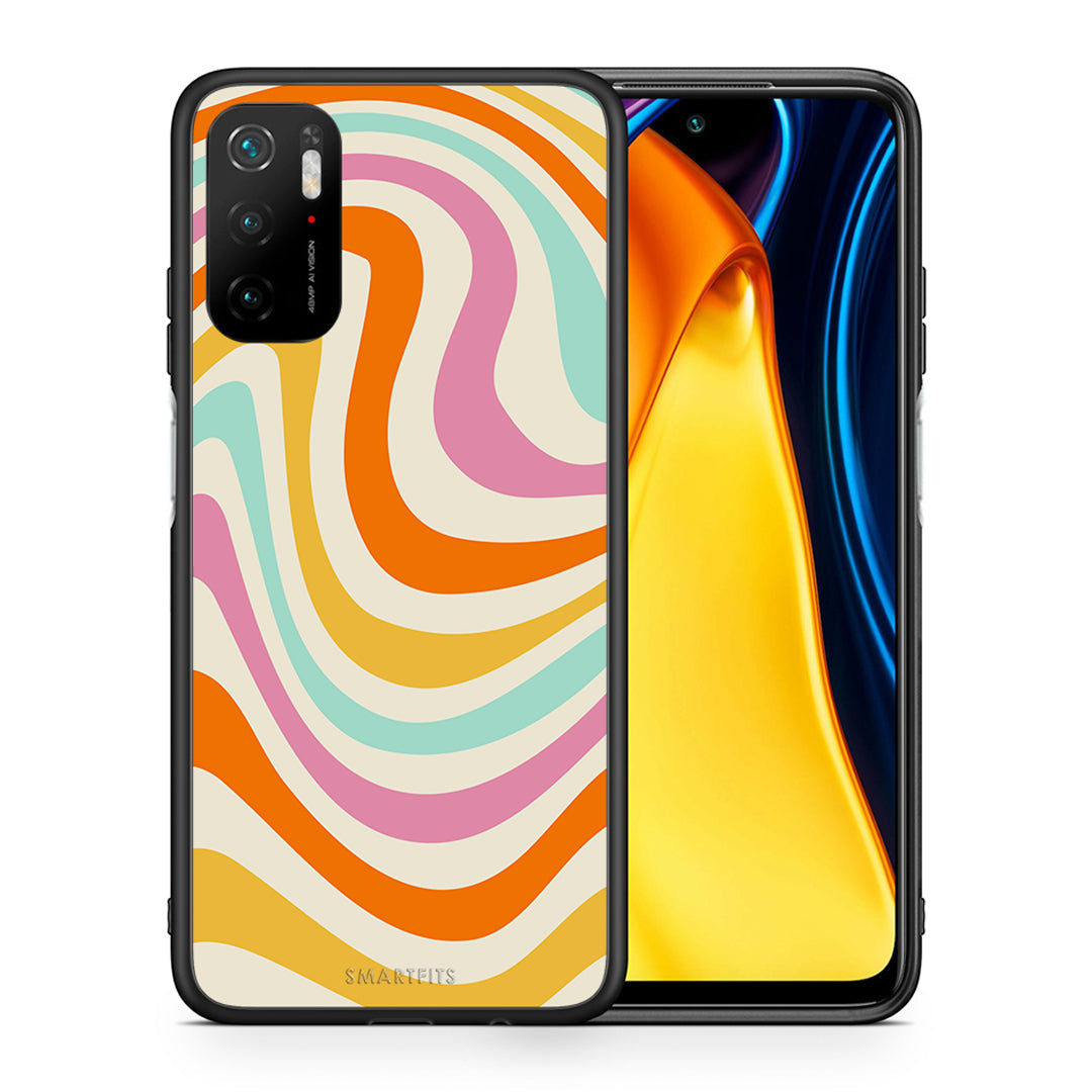 Θήκη Xiaomi Redmi Note 10 5G/Poco M3 Pro Colourful Waves από τη Smartfits με σχέδιο στο πίσω μέρος και μαύρο περίβλημα | Xiaomi Redmi Note 10 5G/Poco M3 Pro Colourful Waves case with colorful back and black bezels