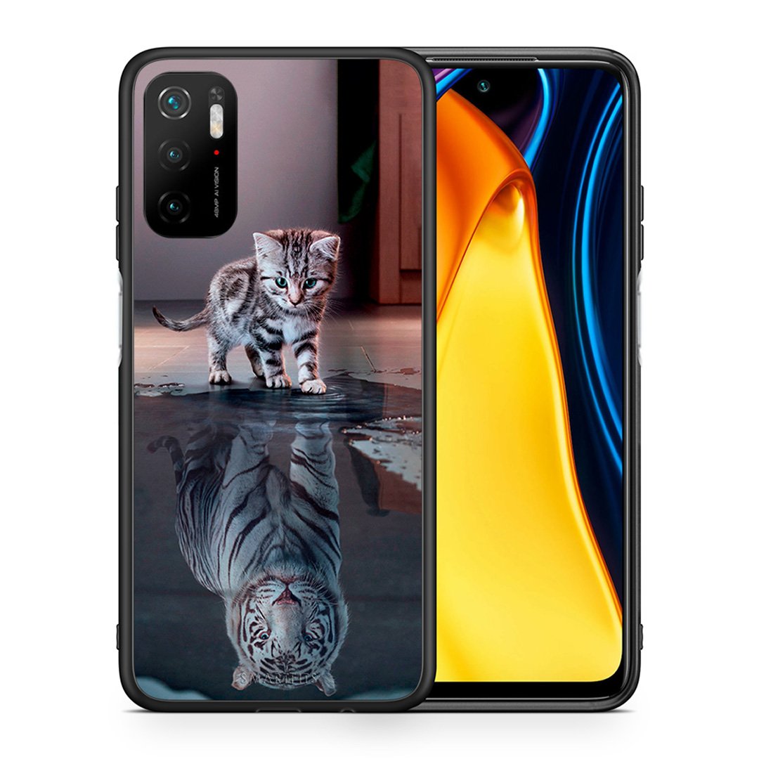 Θήκη Xiaomi Redmi Note 10 5G/Poco M3 Pro Tiger Cute από τη Smartfits με σχέδιο στο πίσω μέρος και μαύρο περίβλημα | Xiaomi Redmi Note 10 5G/Poco M3 Pro Tiger Cute case with colorful back and black bezels