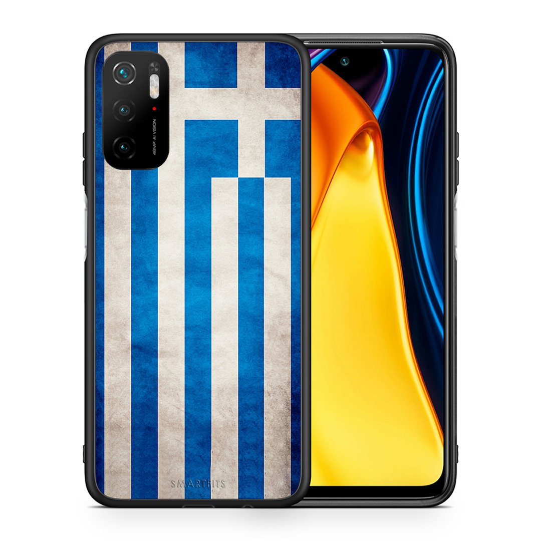 Θήκη Xiaomi Redmi Note 10 5G/Poco M3 Pro Greek Flag από τη Smartfits με σχέδιο στο πίσω μέρος και μαύρο περίβλημα | Xiaomi Redmi Note 10 5G/Poco M3 Pro Greek Flag case with colorful back and black bezels