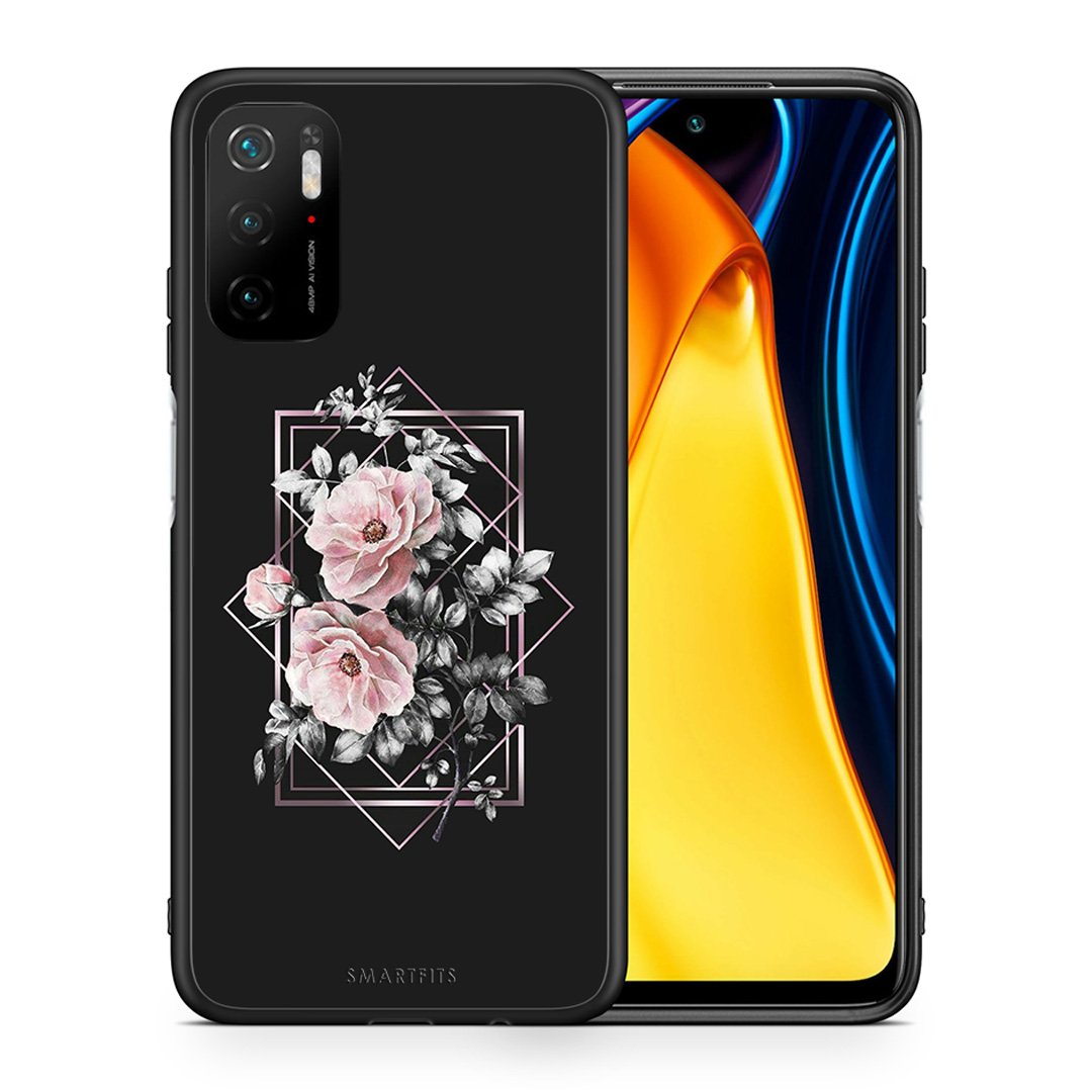 Θήκη Xiaomi Redmi Note 10 5G/Poco M3 Pro Frame Flower από τη Smartfits με σχέδιο στο πίσω μέρος και μαύρο περίβλημα | Xiaomi Redmi Note 10 5G/Poco M3 Pro Frame Flower case with colorful back and black bezels