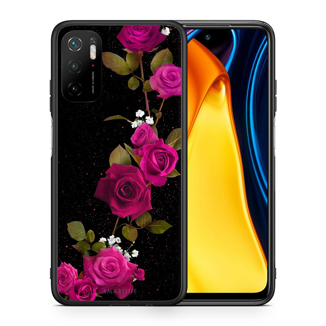 Θήκη Xiaomi Redmi Note 10 5G/Poco M3 Pro Red Roses Flower από τη Smartfits με σχέδιο στο πίσω μέρος και μαύρο περίβλημα | Xiaomi Redmi Note 10 5G/Poco M3 Pro Red Roses Flower case with colorful back and black bezels