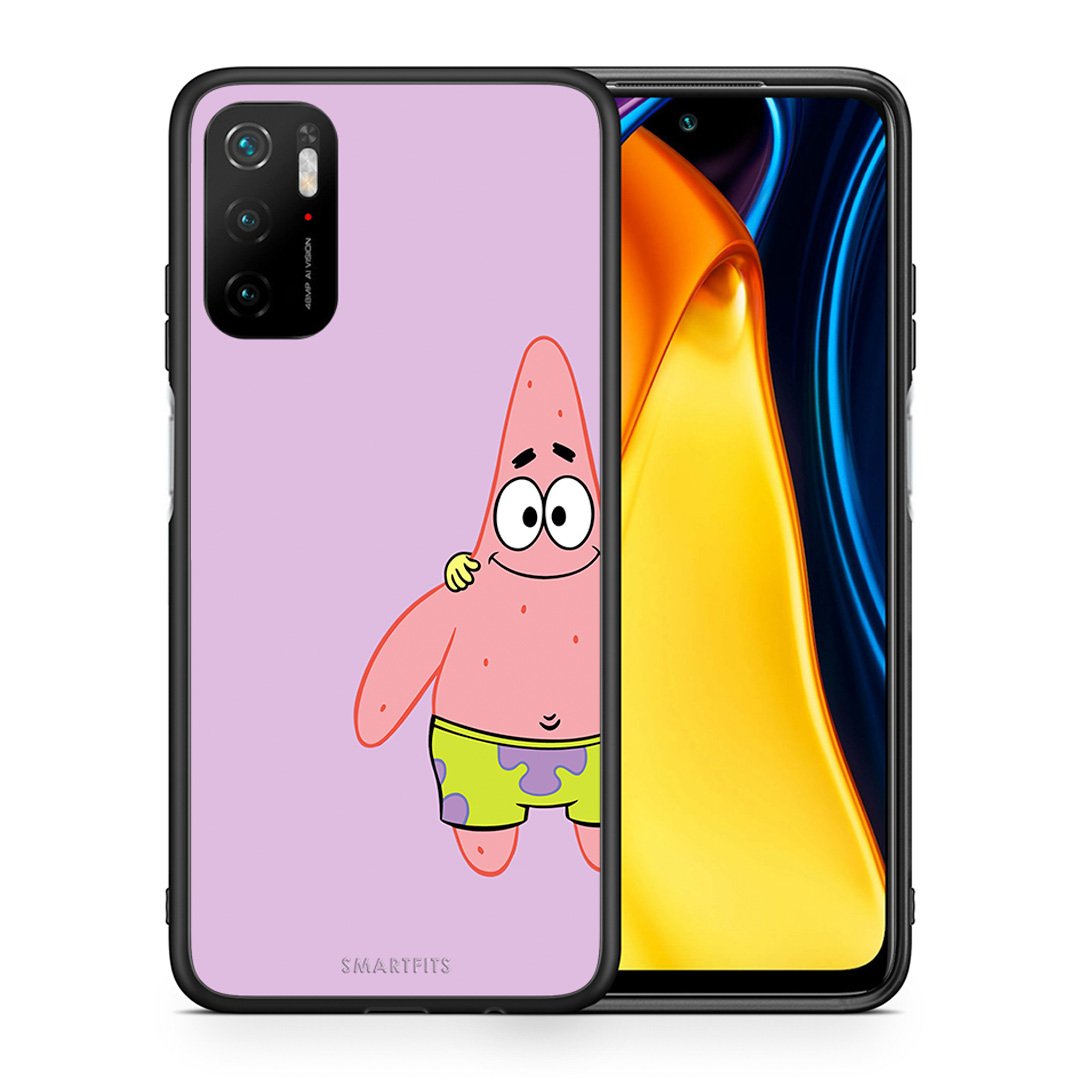 Θήκη Xiaomi Redmi Note 10 5G/Poco M3 Pro Friends Patrick από τη Smartfits με σχέδιο στο πίσω μέρος και μαύρο περίβλημα | Xiaomi Redmi Note 10 5G/Poco M3 Pro Friends Patrick case with colorful back and black bezels