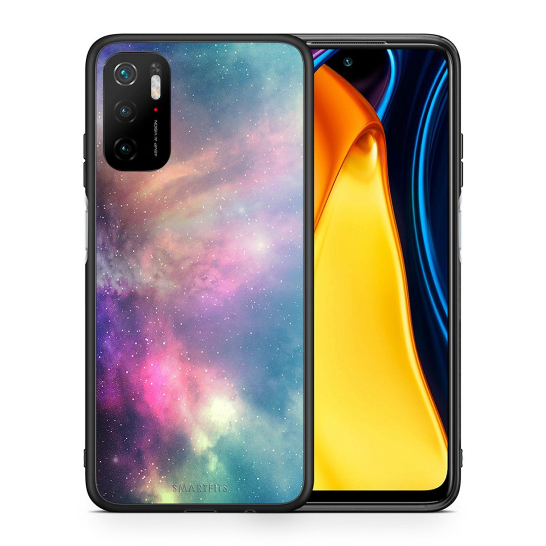 Θήκη Xiaomi Redmi Note 10 5G/Poco M3 Pro Rainbow Galaxy από τη Smartfits με σχέδιο στο πίσω μέρος και μαύρο περίβλημα | Xiaomi Redmi Note 10 5G/Poco M3 Pro Rainbow Galaxy case with colorful back and black bezels