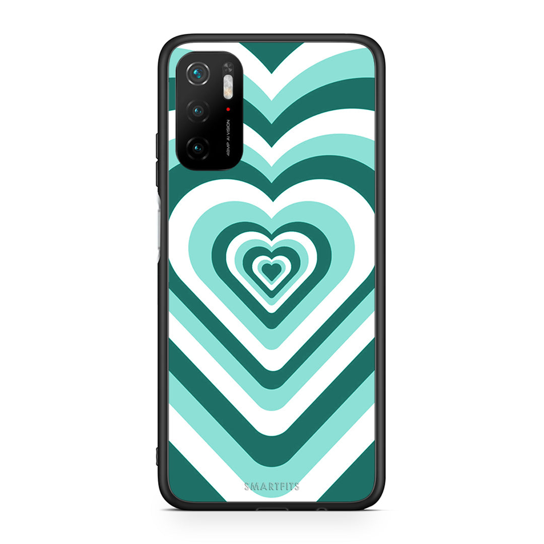 Xiaomi Redmi Note 10 5G/Poco M3 Pro Green Hearts θήκη από τη Smartfits με σχέδιο στο πίσω μέρος και μαύρο περίβλημα | Smartphone case with colorful back and black bezels by Smartfits