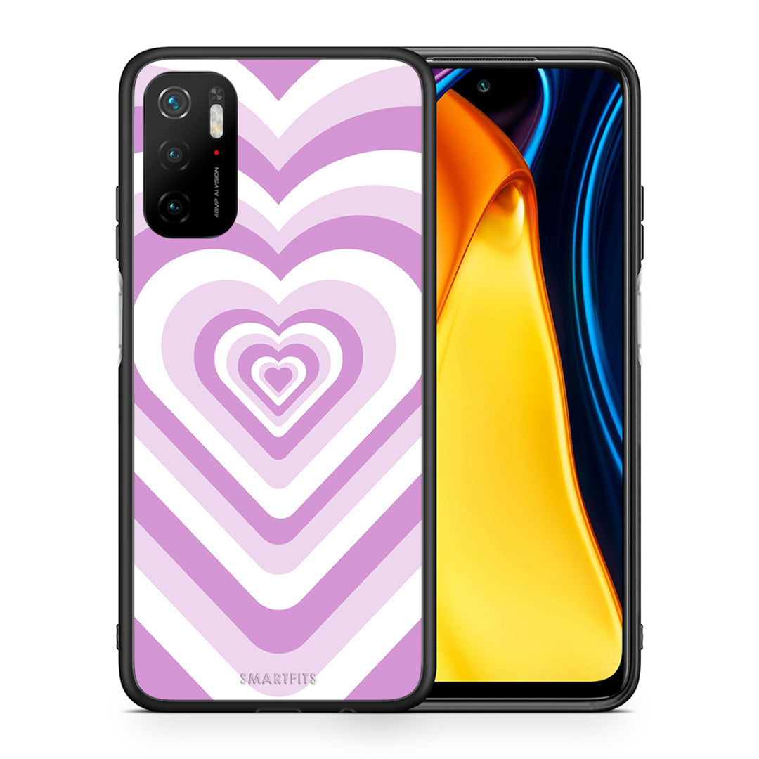 Θήκη Xiaomi Redmi Note 10 5G/Poco M3 Pro Lilac Hearts από τη Smartfits με σχέδιο στο πίσω μέρος και μαύρο περίβλημα | Xiaomi Redmi Note 10 5G/Poco M3 Pro Lilac Hearts case with colorful back and black bezels