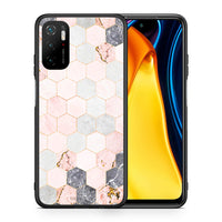 Thumbnail for Θήκη Xiaomi Redmi Note 10 5G/Poco M3 Pro Hexagon Pink Marble από τη Smartfits με σχέδιο στο πίσω μέρος και μαύρο περίβλημα | Xiaomi Redmi Note 10 5G/Poco M3 Pro Hexagon Pink Marble case with colorful back and black bezels