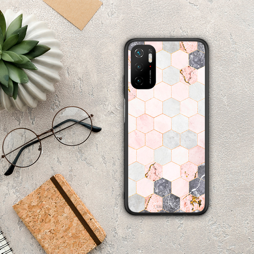 Marble Hexagon Pink - Xiaomi Redmi Note 10 5G case