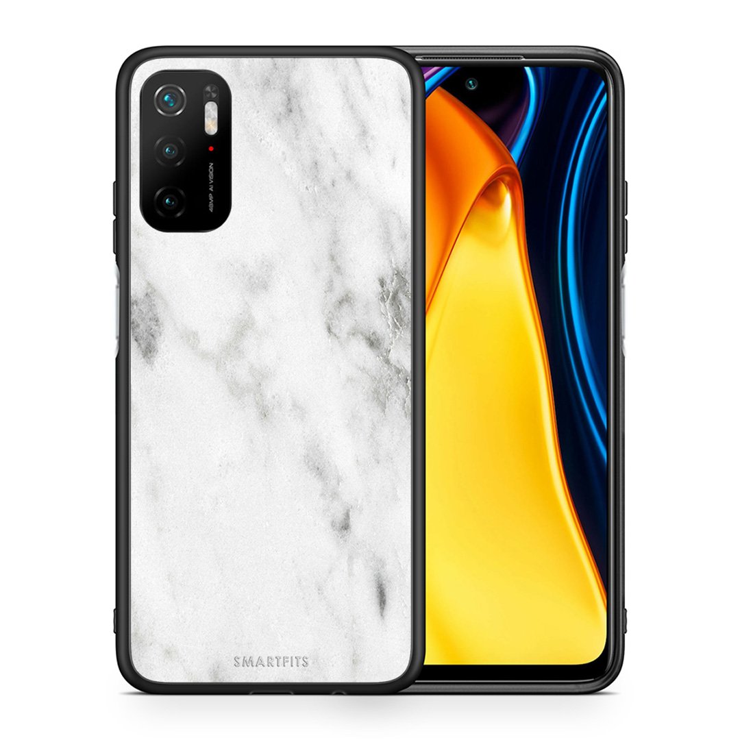 Θήκη Xiaomi Redmi Note 10 5G/Poco M3 Pro White Marble από τη Smartfits με σχέδιο στο πίσω μέρος και μαύρο περίβλημα | Xiaomi Redmi Note 10 5G/Poco M3 Pro White Marble case with colorful back and black bezels