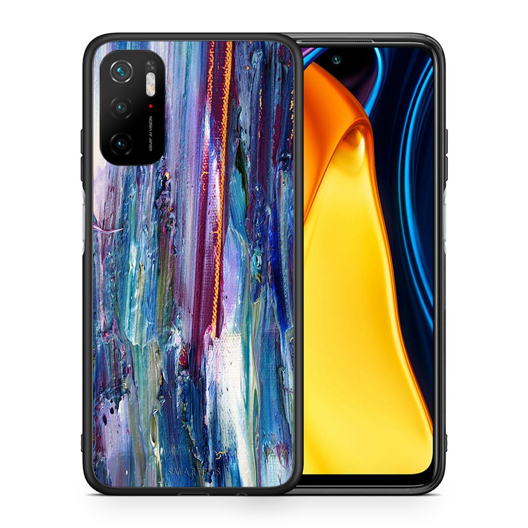 Θήκη Xiaomi Redmi Note 10 5G/Poco M3 Pro Winter Paint από τη Smartfits με σχέδιο στο πίσω μέρος και μαύρο περίβλημα | Xiaomi Redmi Note 10 5G/Poco M3 Pro Winter Paint case with colorful back and black bezels