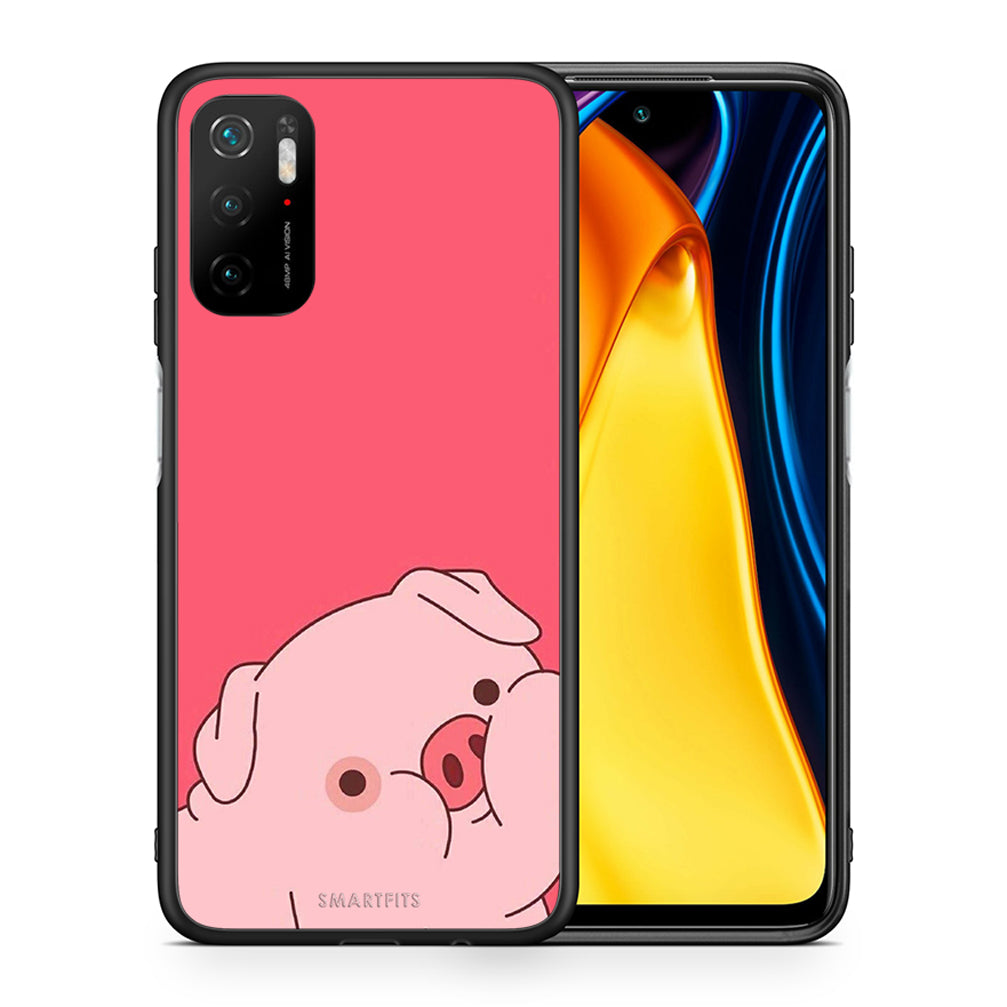 Θήκη Αγίου Βαλεντίνου Xiaomi Redmi Note 10 5G Pig Love 1 από τη Smartfits με σχέδιο στο πίσω μέρος και μαύρο περίβλημα | Xiaomi Redmi Note 10 5G Pig Love 1 case with colorful back and black bezels