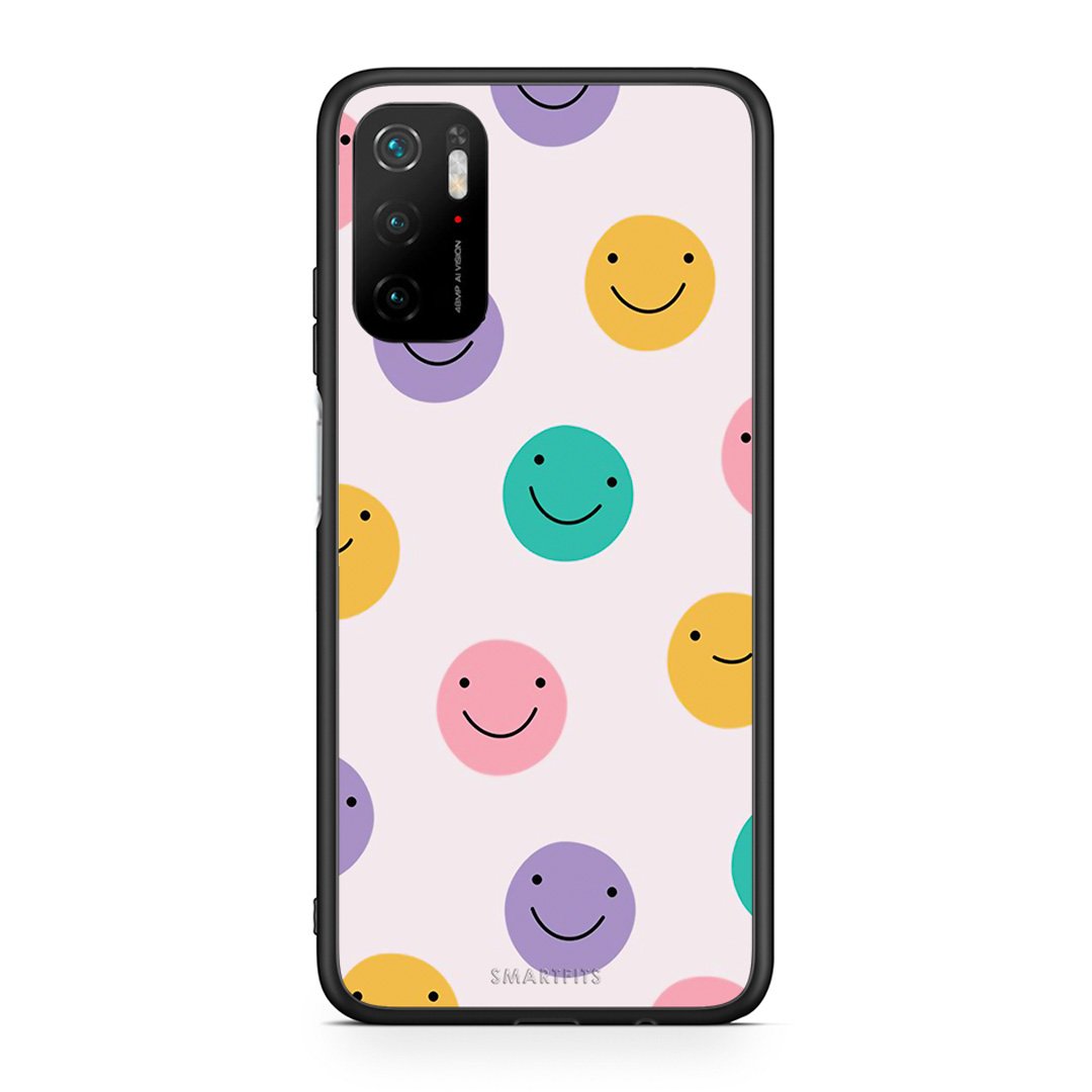 Xiaomi Redmi Note 10 5G/Poco M3 Pro Smiley Faces θήκη από τη Smartfits με σχέδιο στο πίσω μέρος και μαύρο περίβλημα | Smartphone case with colorful back and black bezels by Smartfits