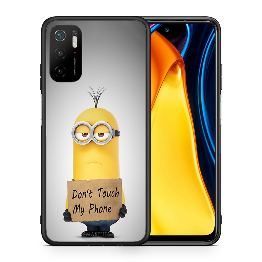 Θήκη Xiaomi Redmi Note 10 5G/Poco M3 Pro Minion Text από τη Smartfits με σχέδιο στο πίσω μέρος και μαύρο περίβλημα | Xiaomi Redmi Note 10 5G/Poco M3 Pro Minion Text case with colorful back and black bezels