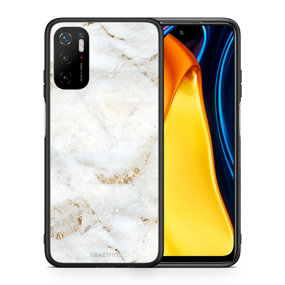 Θήκη Xiaomi Redmi Note 10 5G/Poco M3 Pro White Gold Marble από τη Smartfits με σχέδιο στο πίσω μέρος και μαύρο περίβλημα | Xiaomi Redmi Note 10 5G/Poco M3 Pro White Gold Marble case with colorful back and black bezels