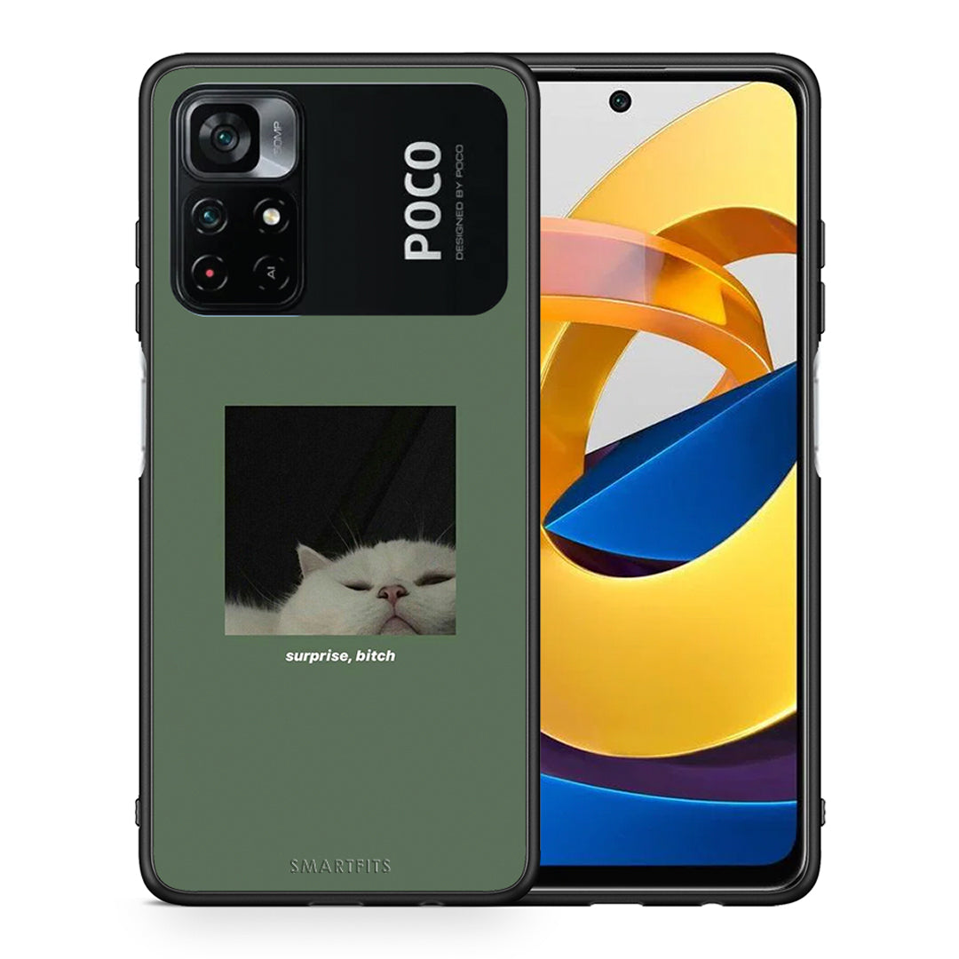 Θήκη Xiaomi Poco M4 Pro 4G Bitch Surprise από τη Smartfits με σχέδιο στο πίσω μέρος και μαύρο περίβλημα | Xiaomi Poco M4 Pro 4G Bitch Surprise case with colorful back and black bezels