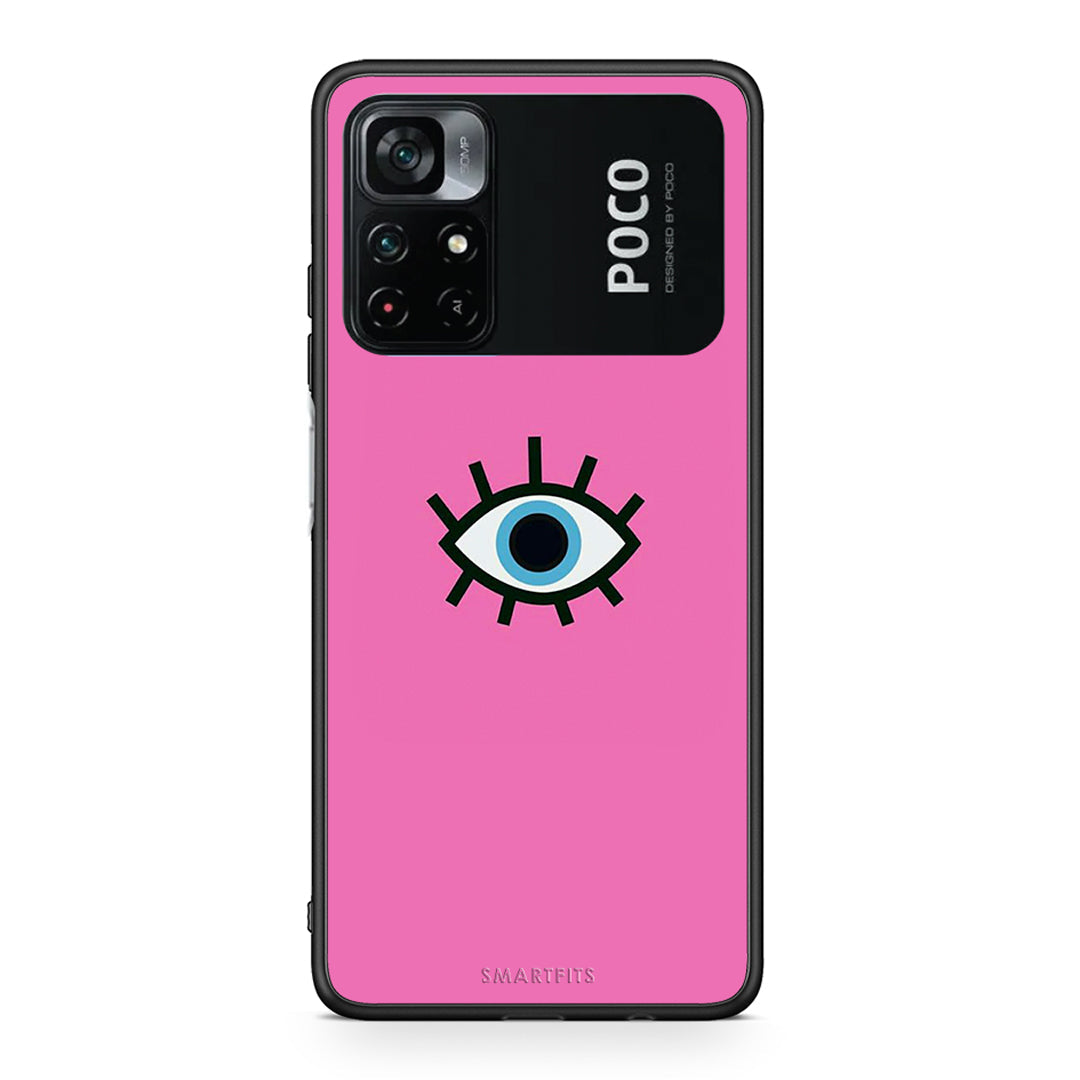 Xiaomi Poco M4 Pro 4G Blue Eye Pink θήκη από τη Smartfits με σχέδιο στο πίσω μέρος και μαύρο περίβλημα | Smartphone case with colorful back and black bezels by Smartfits