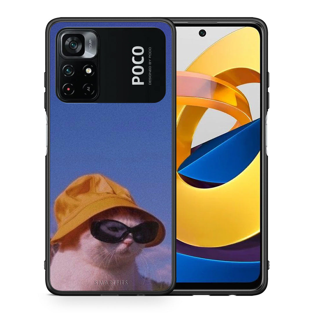 Θήκη Xiaomi Poco M4 Pro 4G Cat Diva από τη Smartfits με σχέδιο στο πίσω μέρος και μαύρο περίβλημα | Xiaomi Poco M4 Pro 4G Cat Diva case with colorful back and black bezels