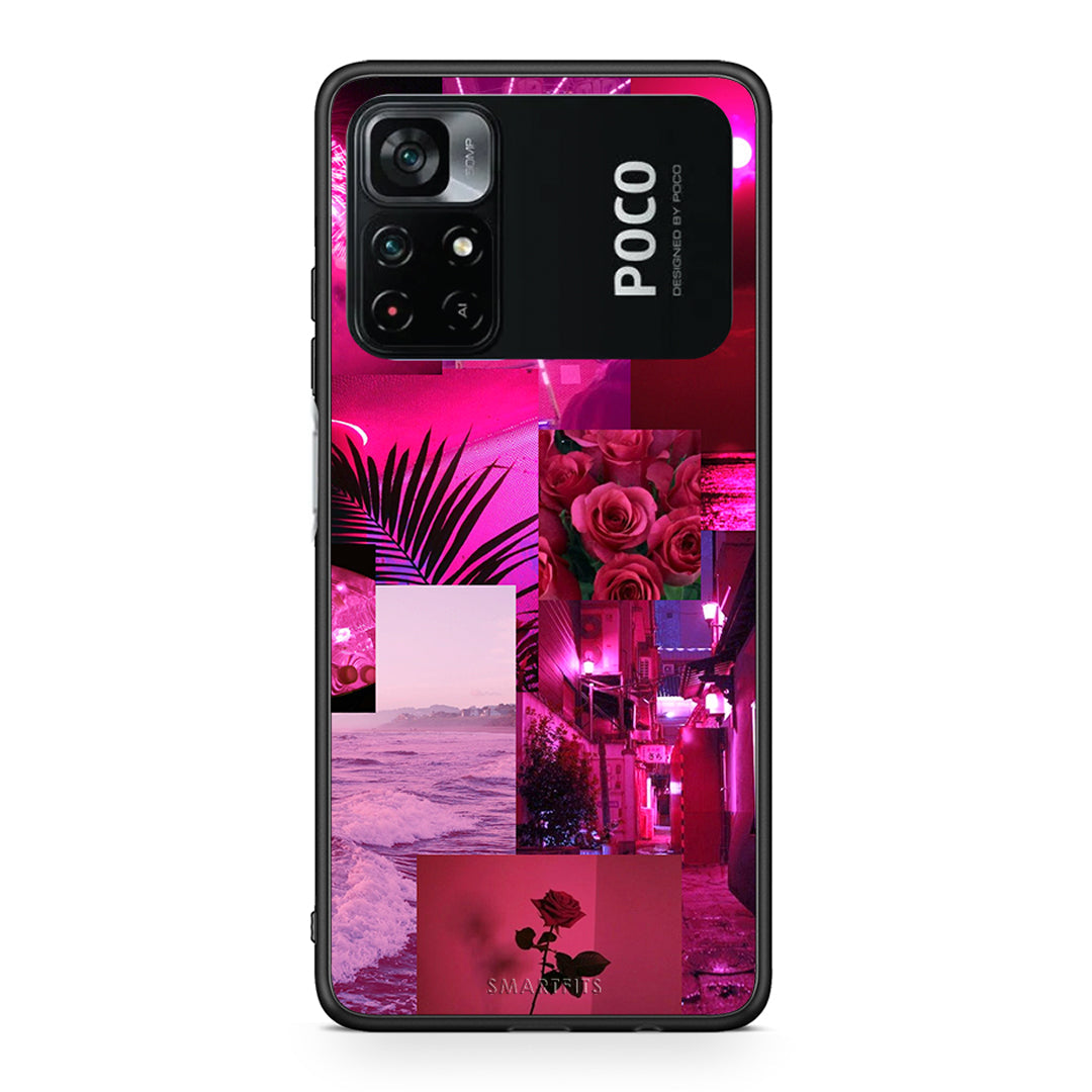 Xiaomi Poco M4 Pro 4G Collage Red Roses Θήκη Αγίου Βαλεντίνου από τη Smartfits με σχέδιο στο πίσω μέρος και μαύρο περίβλημα | Smartphone case with colorful back and black bezels by Smartfits