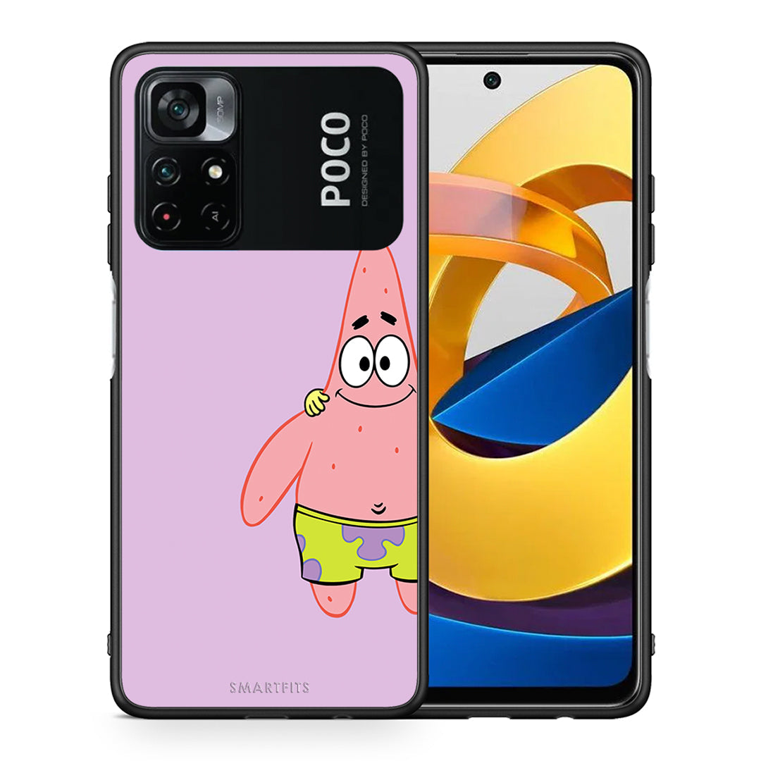 Θήκη Xiaomi Poco M4 Pro 4G Friends Patrick από τη Smartfits με σχέδιο στο πίσω μέρος και μαύρο περίβλημα | Xiaomi Poco M4 Pro 4G Friends Patrick case with colorful back and black bezels