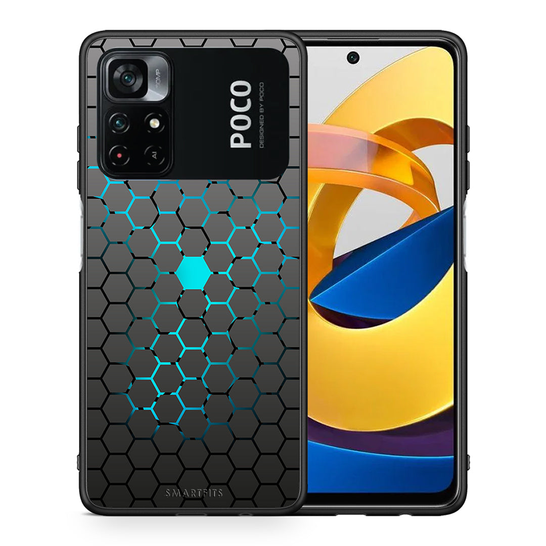 Θήκη Xiaomi Poco M4 Pro 4G Hexagonal Geometric από τη Smartfits με σχέδιο στο πίσω μέρος και μαύρο περίβλημα | Xiaomi Poco M4 Pro 4G Hexagonal Geometric case with colorful back and black bezels