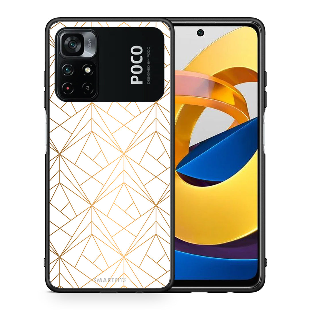 Θήκη Xiaomi Poco M4 Pro 4G Luxury White Geometric από τη Smartfits με σχέδιο στο πίσω μέρος και μαύρο περίβλημα | Xiaomi Poco M4 Pro 4G Luxury White Geometric case with colorful back and black bezels