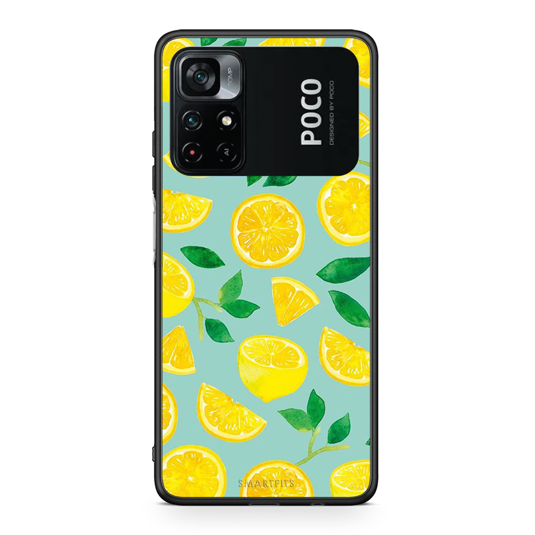 Xiaomi Poco M4 Pro 4G Lemons θήκη από τη Smartfits με σχέδιο στο πίσω μέρος και μαύρο περίβλημα | Smartphone case with colorful back and black bezels by Smartfits