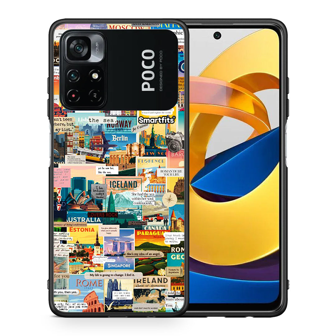 Θήκη Xiaomi Poco M4 Pro 4G Live To Travel από τη Smartfits με σχέδιο στο πίσω μέρος και μαύρο περίβλημα | Xiaomi Poco M4 Pro 4G Live To Travel case with colorful back and black bezels