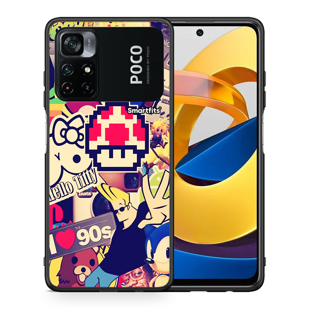 Θήκη Xiaomi Poco M4 Pro 4G Love The 90s από τη Smartfits με σχέδιο στο πίσω μέρος και μαύρο περίβλημα | Xiaomi Poco M4 Pro 4G Love The 90s case with colorful back and black bezels