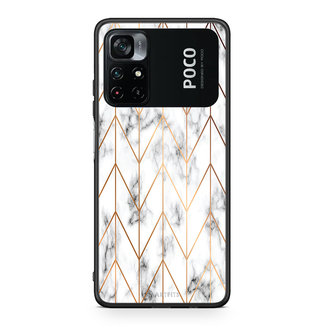 44 - Xiaomi Poco M4 Pro 4G Gold Geometric Marble case, cover, bumper