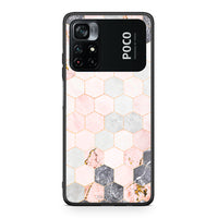 Thumbnail for 4 - Xiaomi Poco M4 Pro 4G Hexagon Pink Marble case, cover, bumper