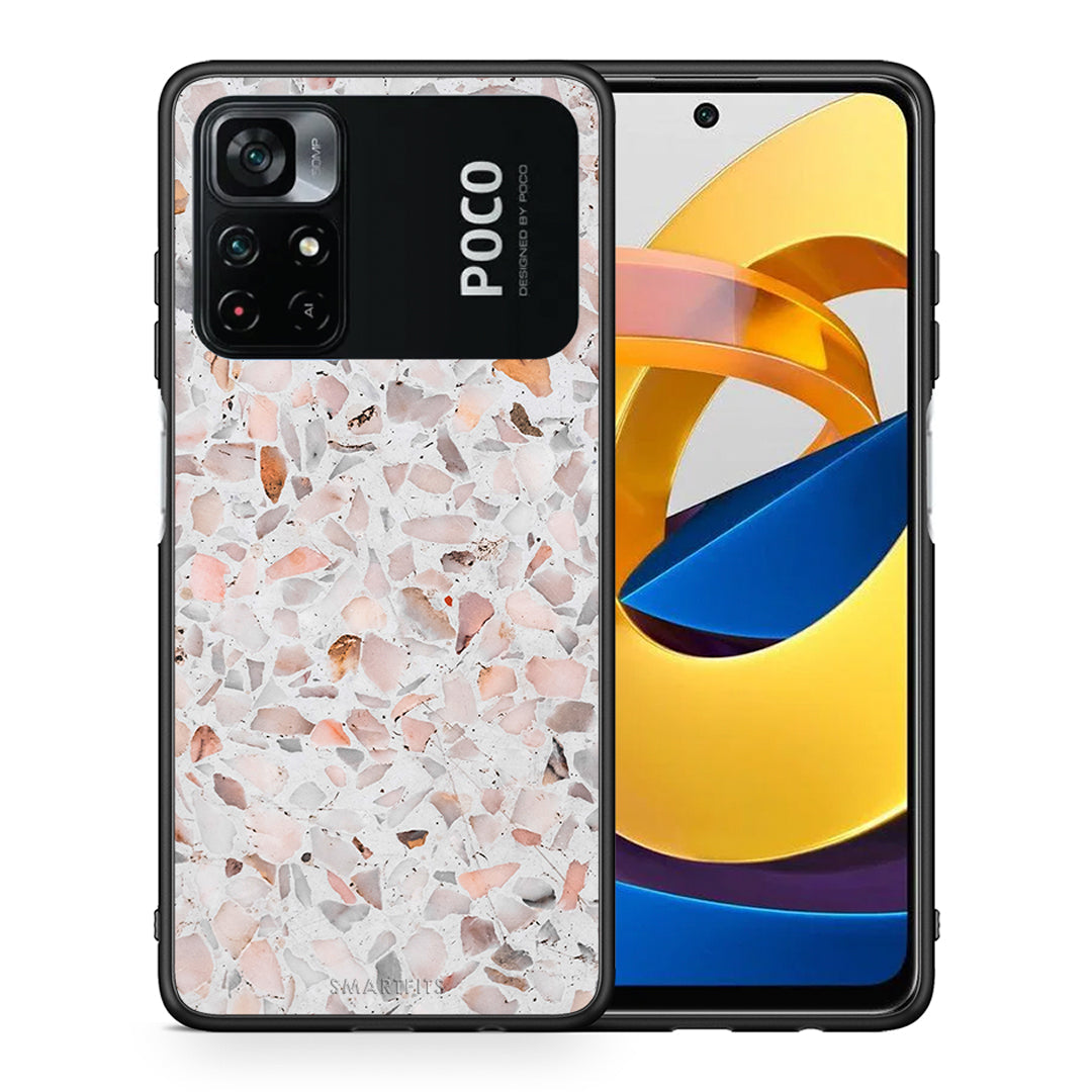 Θήκη Xiaomi Poco M4 Pro 4G Marble Terrazzo από τη Smartfits με σχέδιο στο πίσω μέρος και μαύρο περίβλημα | Xiaomi Poco M4 Pro 4G Marble Terrazzo case with colorful back and black bezels