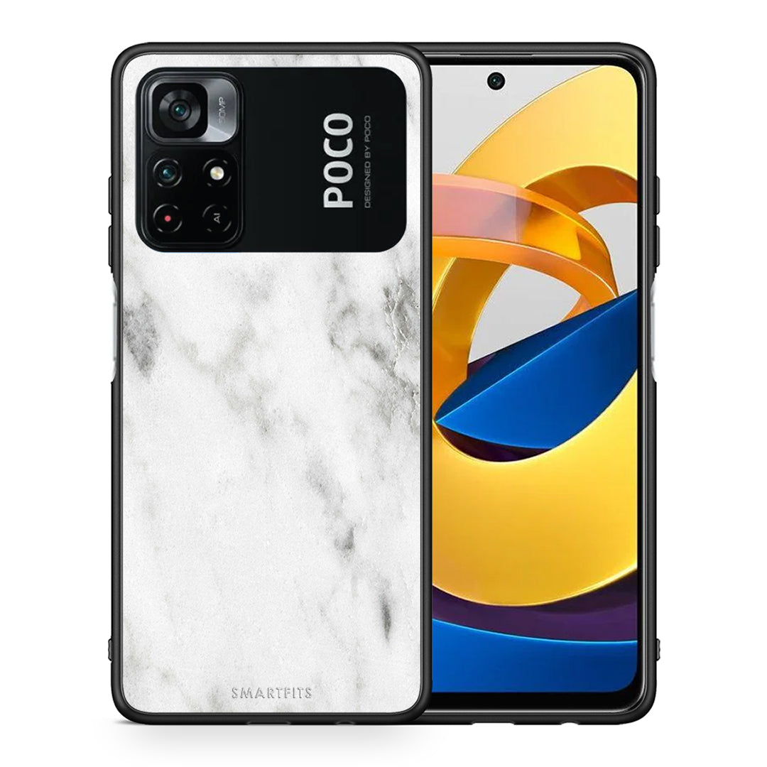 Θήκη Xiaomi Poco M4 Pro 4G White Marble από τη Smartfits με σχέδιο στο πίσω μέρος και μαύρο περίβλημα | Xiaomi Poco M4 Pro 4G White Marble case with colorful back and black bezels