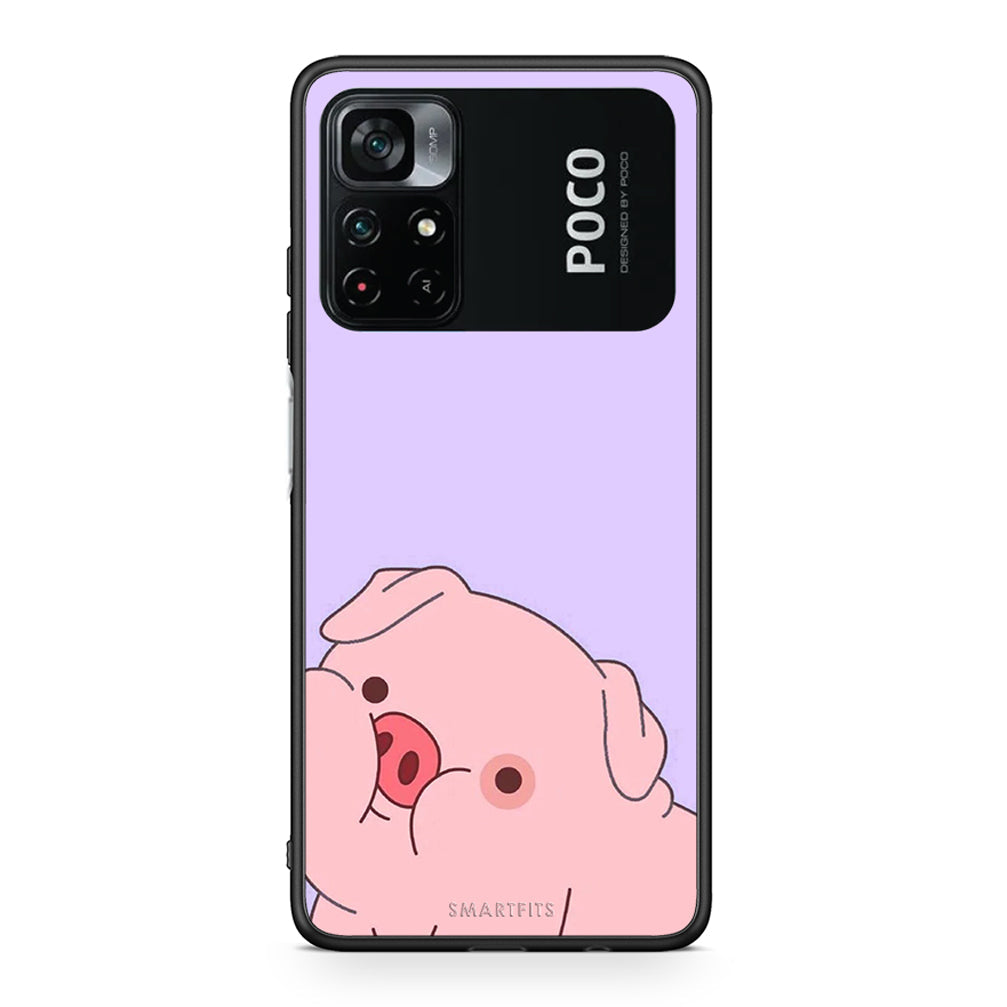 Xiaomi Poco M4 Pro 4G Pig Love 2 Θήκη Αγίου Βαλεντίνου από τη Smartfits με σχέδιο στο πίσω μέρος και μαύρο περίβλημα | Smartphone case with colorful back and black bezels by Smartfits