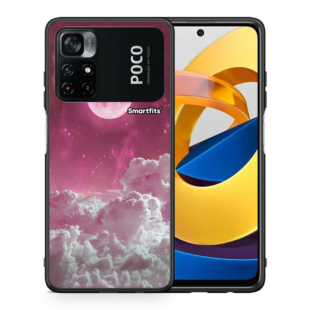 Θήκη Xiaomi Poco M4 Pro 4G Pink Moon από τη Smartfits με σχέδιο στο πίσω μέρος και μαύρο περίβλημα | Xiaomi Poco M4 Pro 4G Pink Moon case with colorful back and black bezels