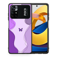 Thumbnail for Θήκη Αγίου Βαλεντίνου Xiaomi Poco M4 Pro 4G Purple Mariposa από τη Smartfits με σχέδιο στο πίσω μέρος και μαύρο περίβλημα | Xiaomi Poco M4 Pro 4G Purple Mariposa case with colorful back and black bezels