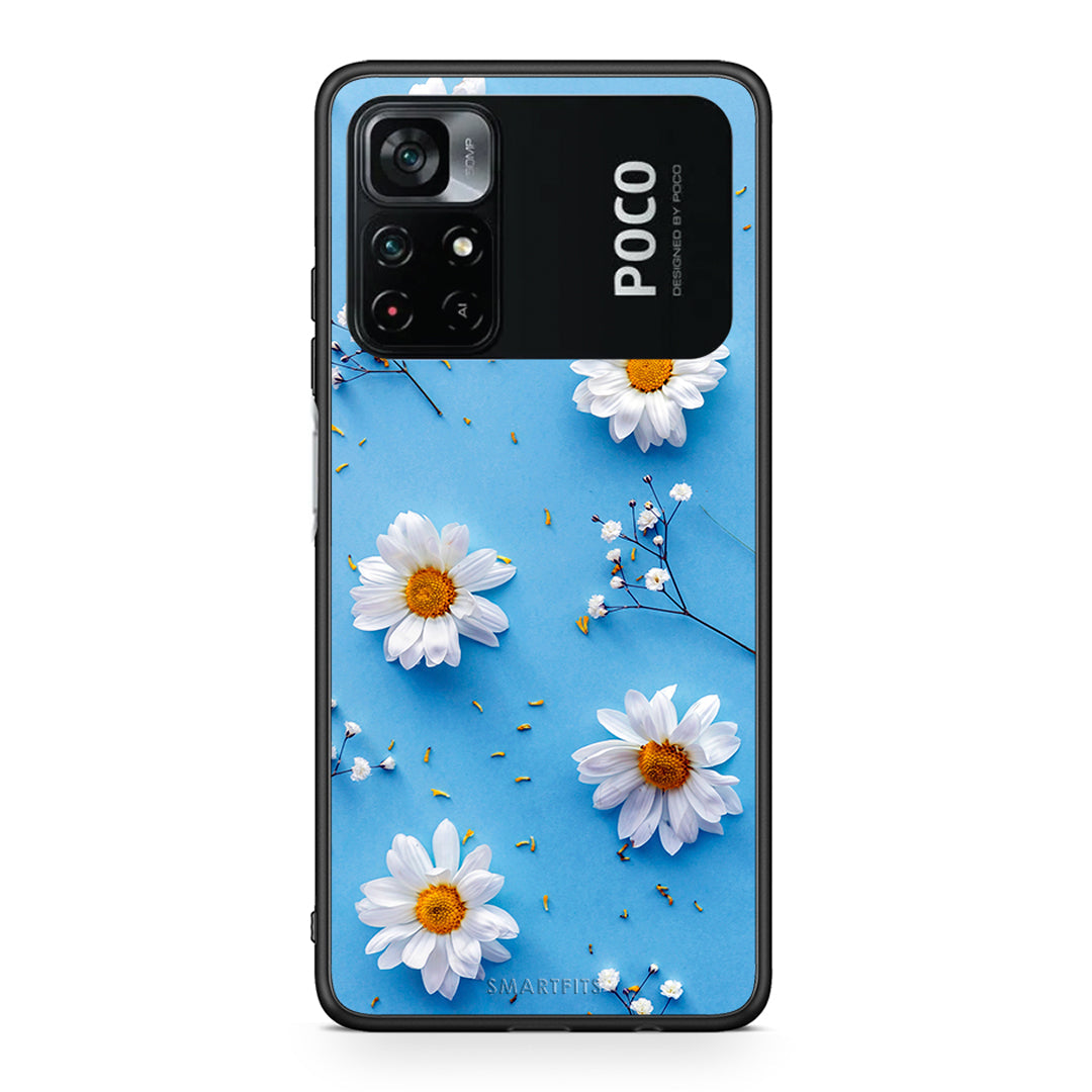 Xiaomi Poco M4 Pro 4G Real Daisies θήκη από τη Smartfits με σχέδιο στο πίσω μέρος και μαύρο περίβλημα | Smartphone case with colorful back and black bezels by Smartfits