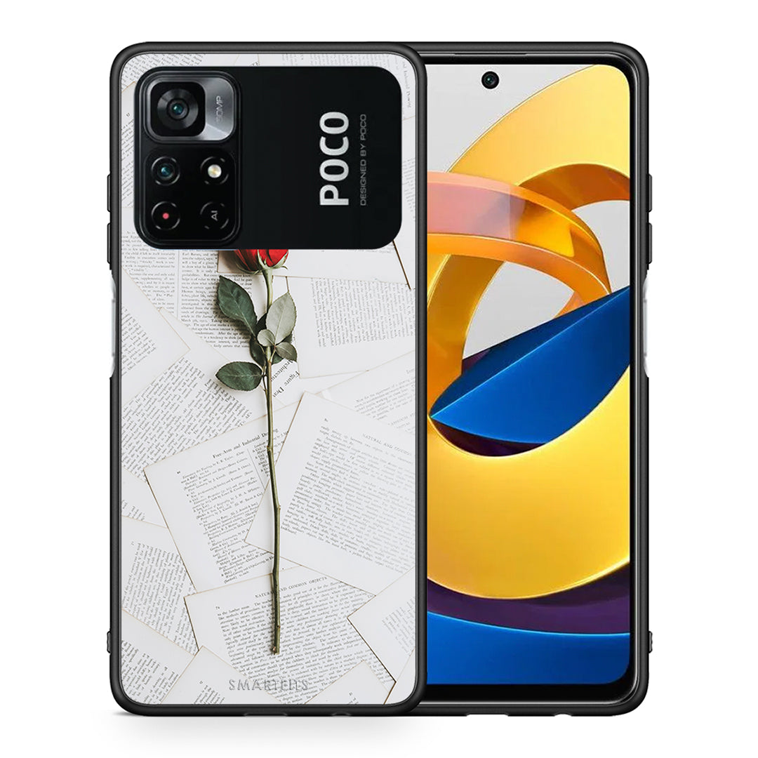 Θήκη Xiaomi Poco M4 Pro 4G Red Rose από τη Smartfits με σχέδιο στο πίσω μέρος και μαύρο περίβλημα | Xiaomi Poco M4 Pro 4G Red Rose case with colorful back and black bezels