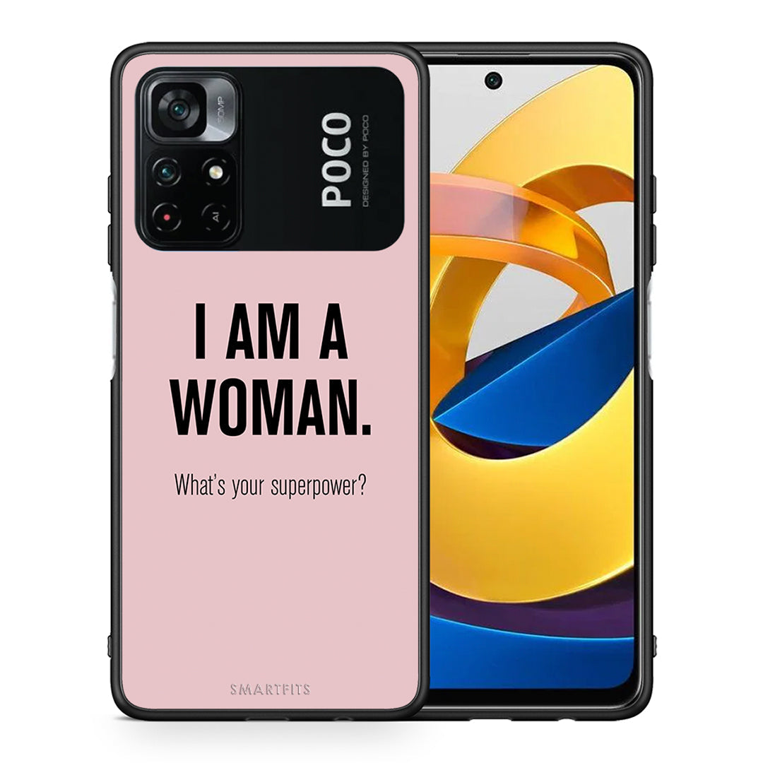 Θήκη Xiaomi Poco M4 Pro 4G Superpower Woman από τη Smartfits με σχέδιο στο πίσω μέρος και μαύρο περίβλημα | Xiaomi Poco M4 Pro 4G Superpower Woman case with colorful back and black bezels