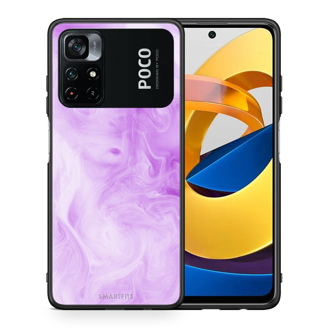 Θήκη Xiaomi Poco M4 Pro 4G Lavender Watercolor από τη Smartfits με σχέδιο στο πίσω μέρος και μαύρο περίβλημα | Xiaomi Poco M4 Pro 4G Lavender Watercolor case with colorful back and black bezels