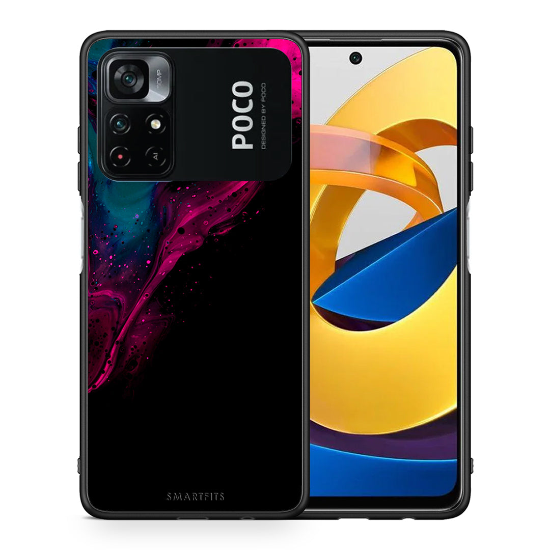 Θήκη Xiaomi Poco M4 Pro 4G Pink Black Watercolor από τη Smartfits με σχέδιο στο πίσω μέρος και μαύρο περίβλημα | Xiaomi Poco M4 Pro 4G Pink Black Watercolor case with colorful back and black bezels