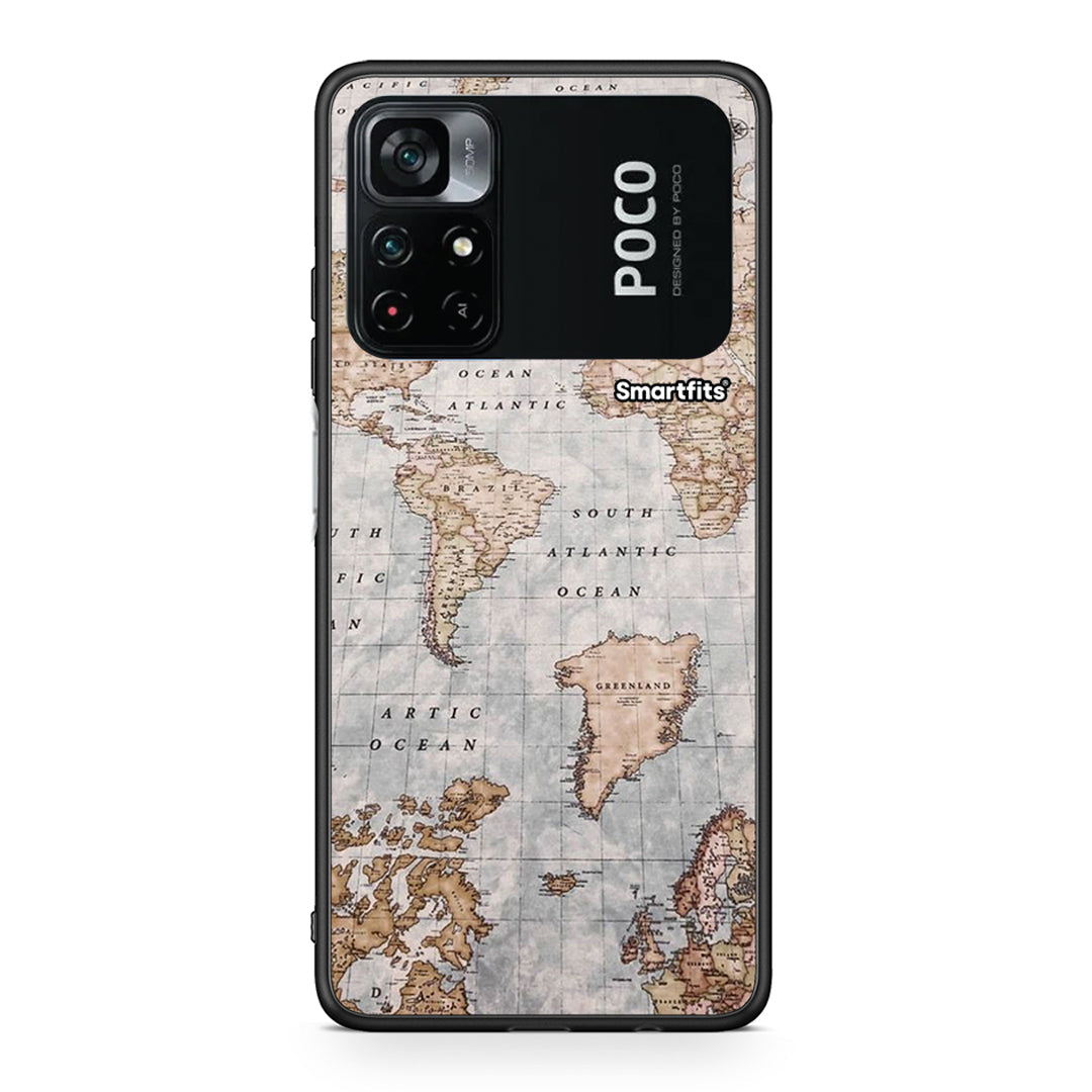 Xiaomi Poco M4 Pro 4G World Map Θήκη από τη Smartfits με σχέδιο στο πίσω μέρος και μαύρο περίβλημα | Smartphone case with colorful back and black bezels by Smartfits