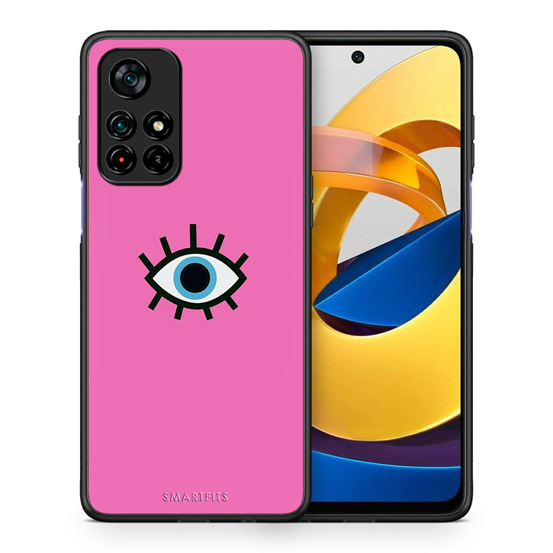 Θήκη Xiaomi Poco M4 Pro 5G Blue Eye Pink από τη Smartfits με σχέδιο στο πίσω μέρος και μαύρο περίβλημα | Xiaomi Poco M4 Pro 5G Blue Eye Pink case with colorful back and black bezels