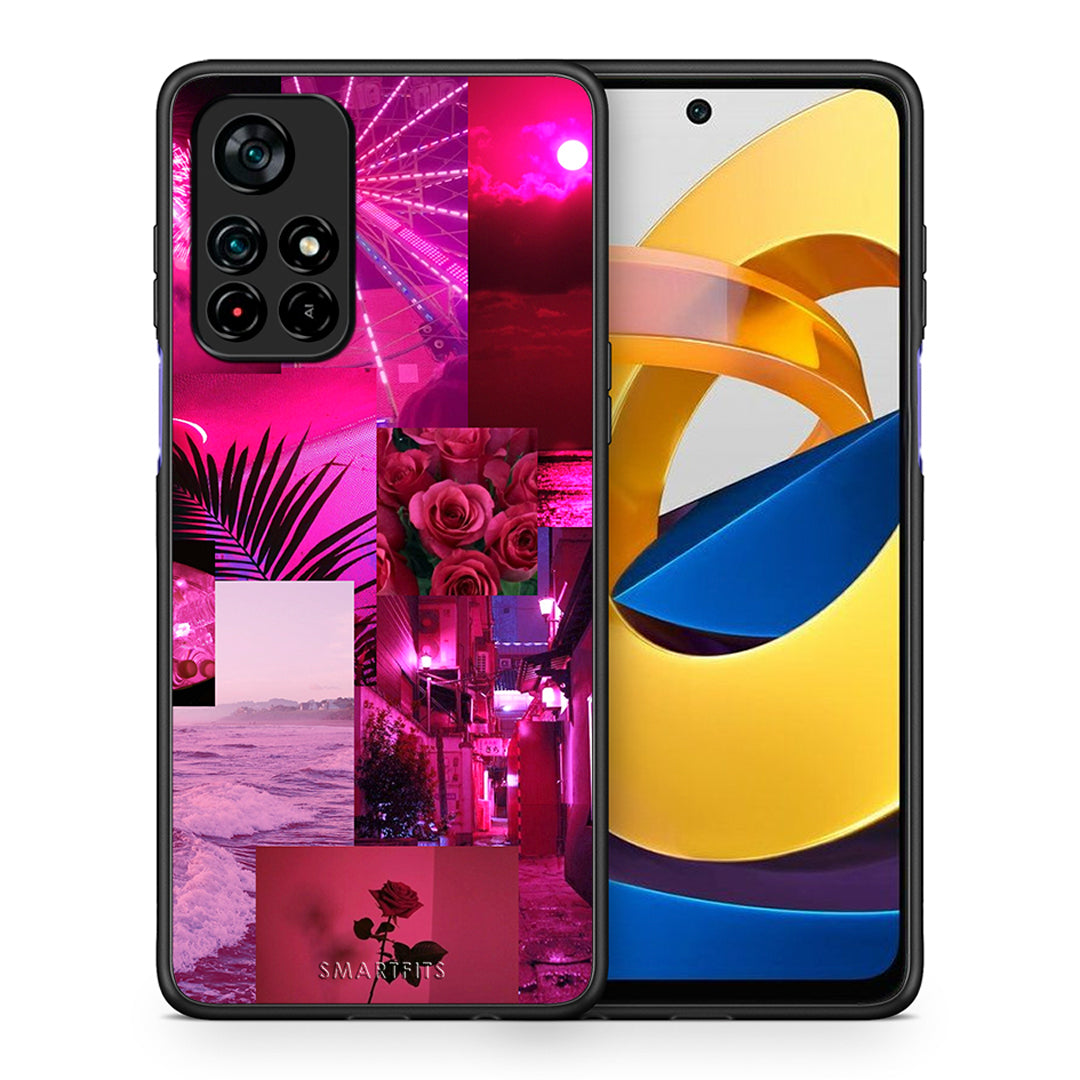 Θήκη Αγίου Βαλεντίνου Xiaomi Poco M4 Pro 5G Collage Red Roses από τη Smartfits με σχέδιο στο πίσω μέρος και μαύρο περίβλημα | Xiaomi Poco M4 Pro 5G Collage Red Roses case with colorful back and black bezels