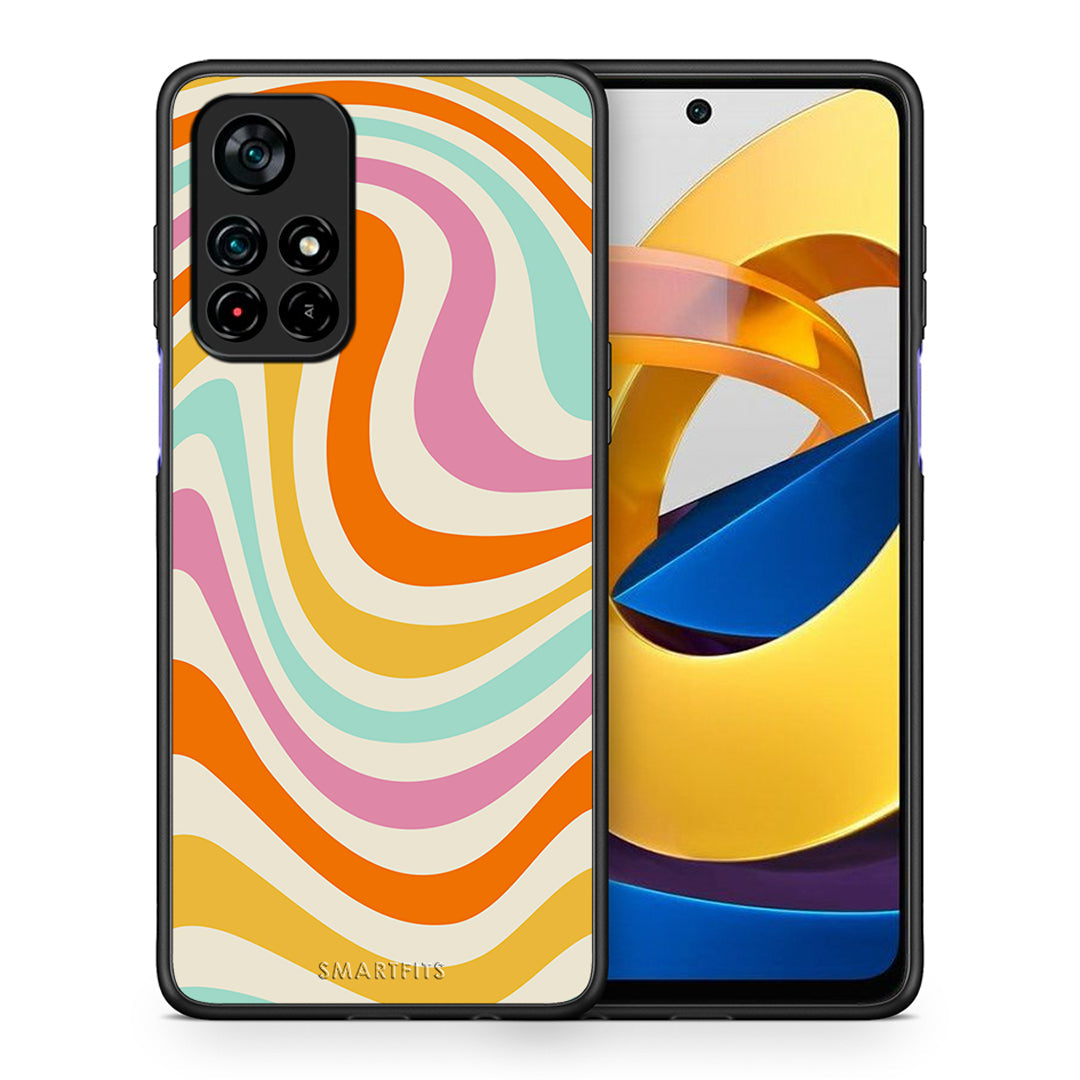 Θήκη Xiaomi Poco M4 Pro 5G Colourful Waves από τη Smartfits με σχέδιο στο πίσω μέρος και μαύρο περίβλημα | Xiaomi Poco M4 Pro 5G Colourful Waves case with colorful back and black bezels