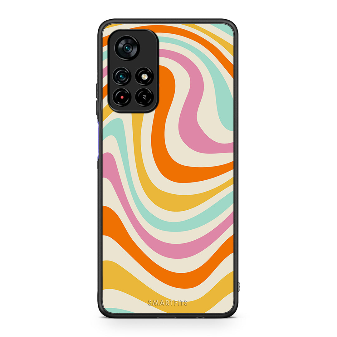 Xiaomi Poco M4 Pro 5G Colourful Waves θήκη από τη Smartfits με σχέδιο στο πίσω μέρος και μαύρο περίβλημα | Smartphone case with colorful back and black bezels by Smartfits